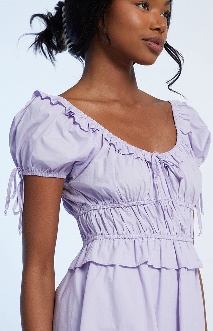LA Hearts Tie Front Puff Sleeve Mini Dress PacSun