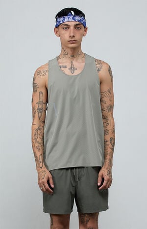 Gray&nbsp;Active Perforated&nbsp;Tank Top image number 2