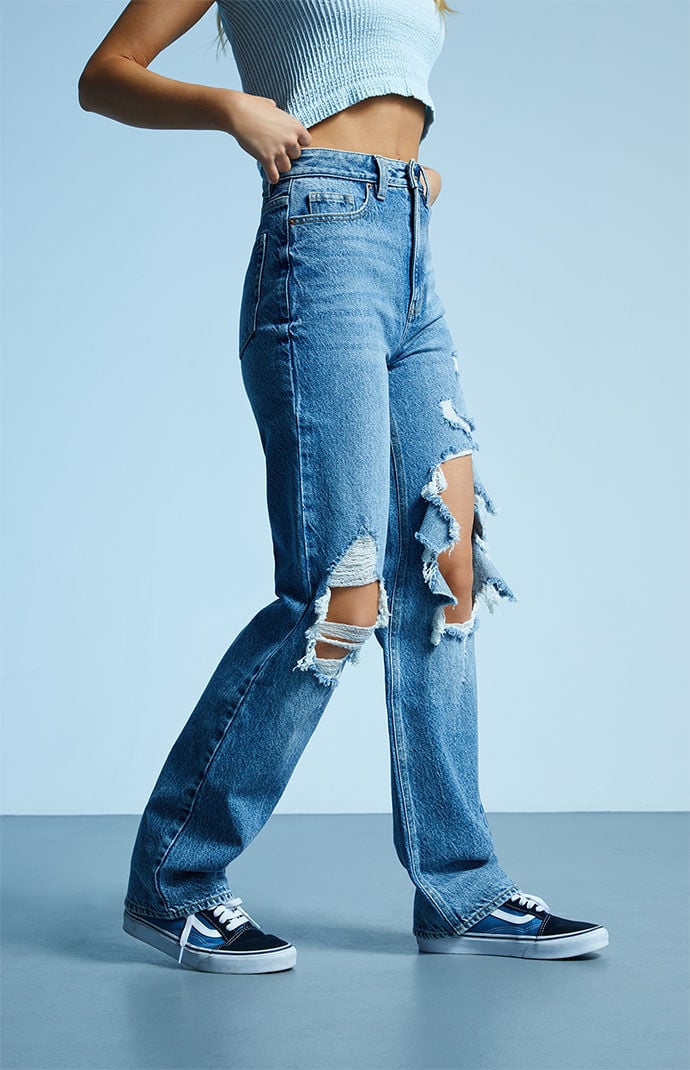 Blue ripped boyfriend best sale jeans