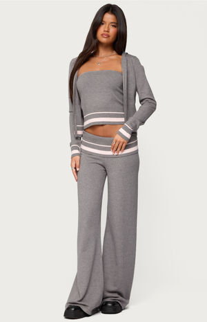 Kaliya Stripey Knit Zip Up Hoodie image number 4