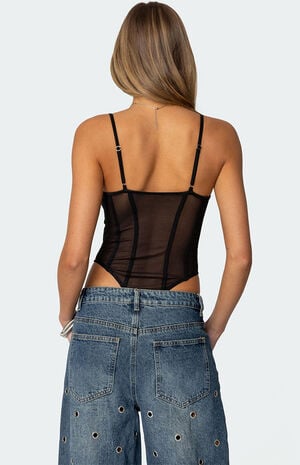 Jenia Sheer Mesh Cupped Bodysuit image number 4