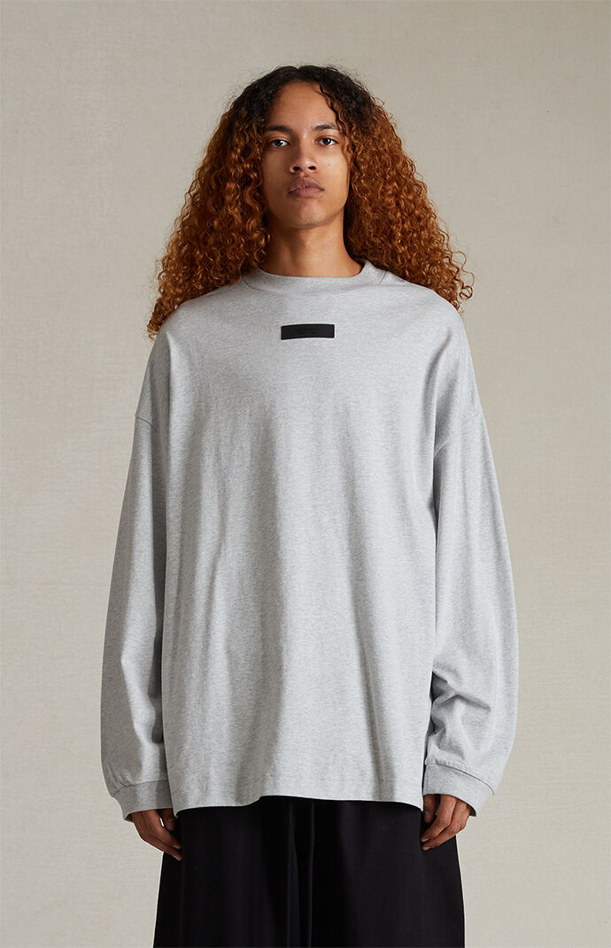 Fear of God Essentials Light Heather Grey Long Sleeve T Fear of God Essentials Light Heather Grey Long Sleeve T