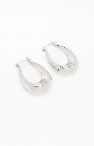 Silver Cleo Oval Hoop Earrings image number 3