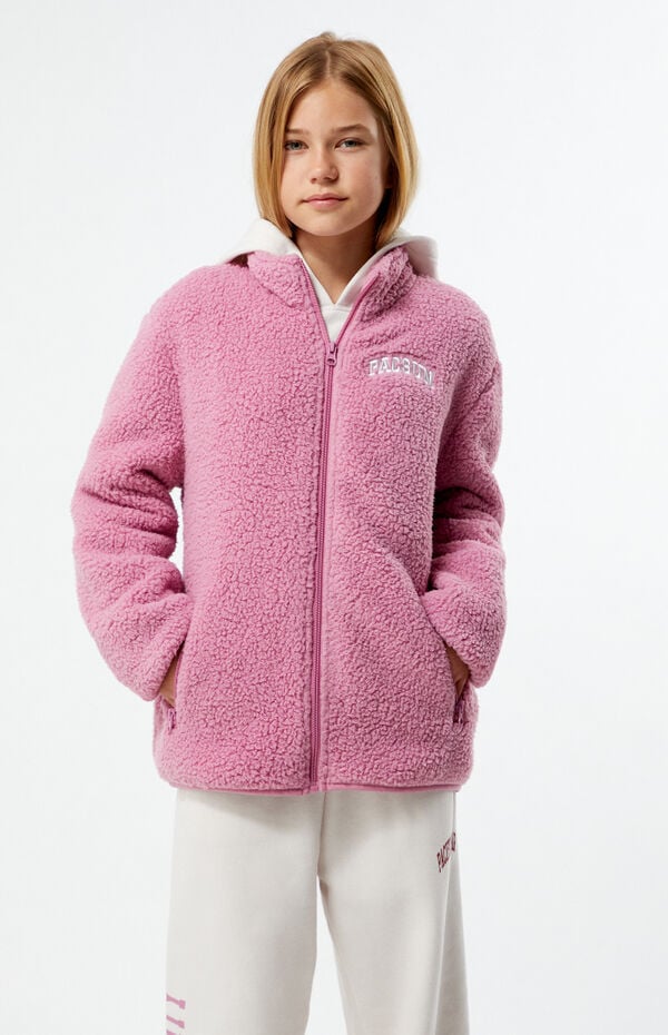 Pacsun Kids Mauve Sherpa Full Zip Shacket