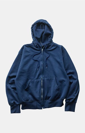 '90s Navy Blank Full Zip Hoodie image number 1
