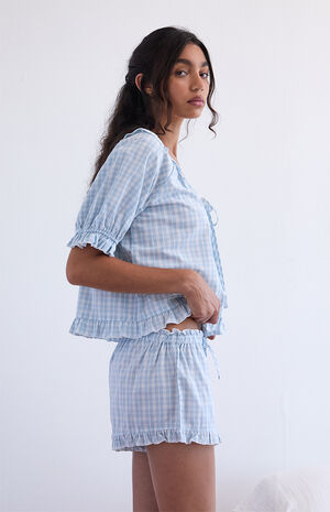 Printed Ruffle Pajama Shorts image number 4