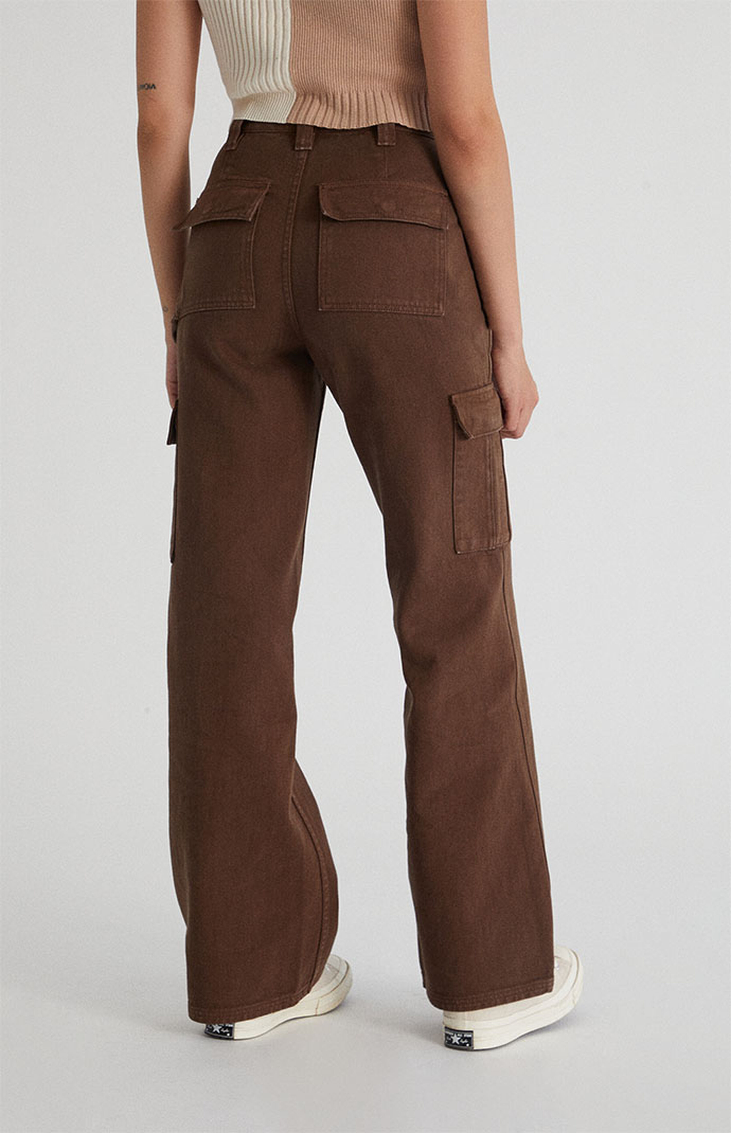 PacSun Brown Ultra High Waisted Cargo Flare Pants PacSun