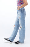 Light Blue Distressed '90s Boyfriend Jeans Light Blue Distressed '90s Boyfriend Jeans image number null