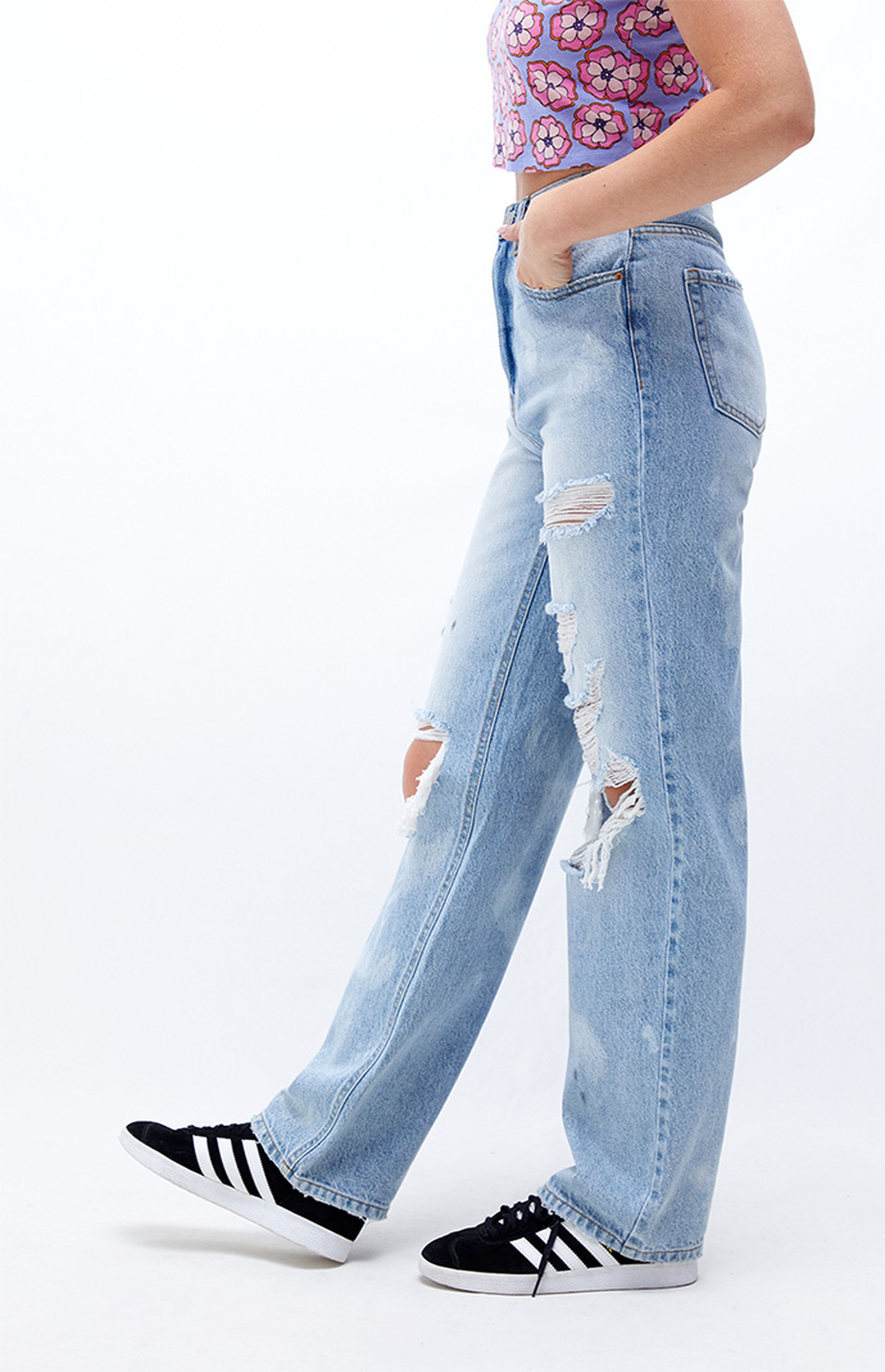 pacsun light blue dad distressed jeans