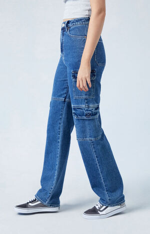 Dark Indigo '90s Boyfriend Cargo Jeans image number 3