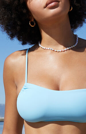 Blue Kinsley Asymmetrical Cinched Bikini Top image number 2