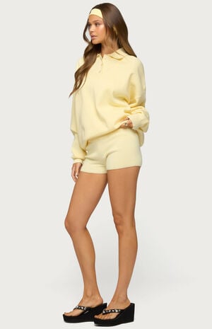 Lorie Mid Rise Ribbed Knit Shorts image number 4