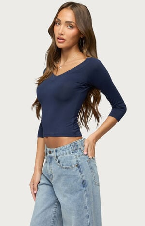Cecilie Quarter Sleeve V Neck Top image number 2