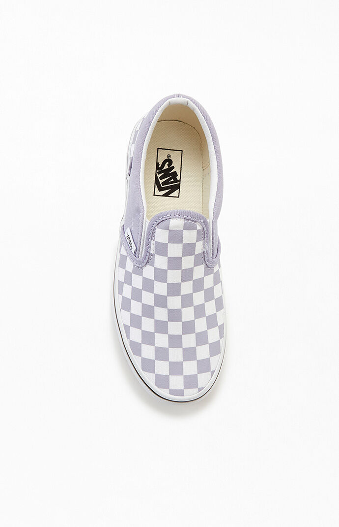 Vans Kids Lavender Checker Classic Slip On Shoes PacSun