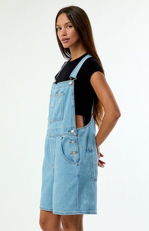 I Will Light Blue Vintage Short Overalls image number 3