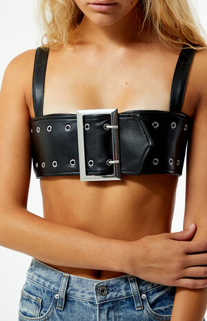 Faux Leather Buckle Bandeau Top image number 2