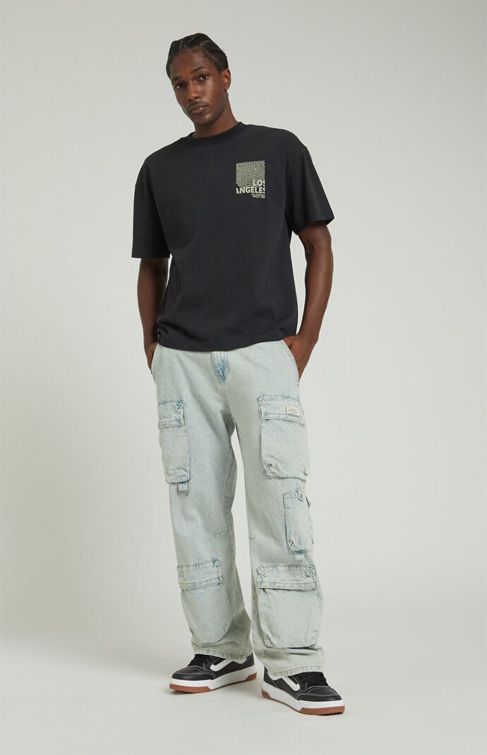 Pacsun light indigo denim cargo joggers hot sale