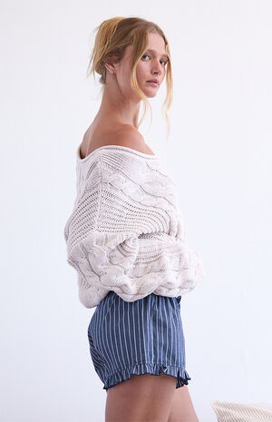 Printed Ruffle Pajama Shorts image number 3