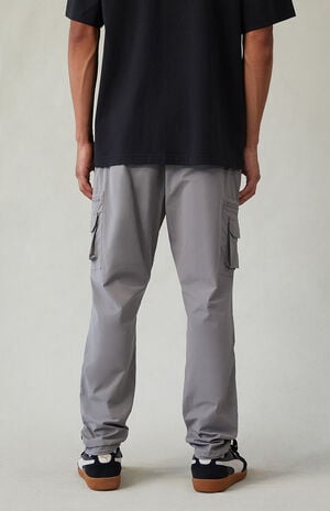 Stretch Gray Slim Cargo Pants image number 3