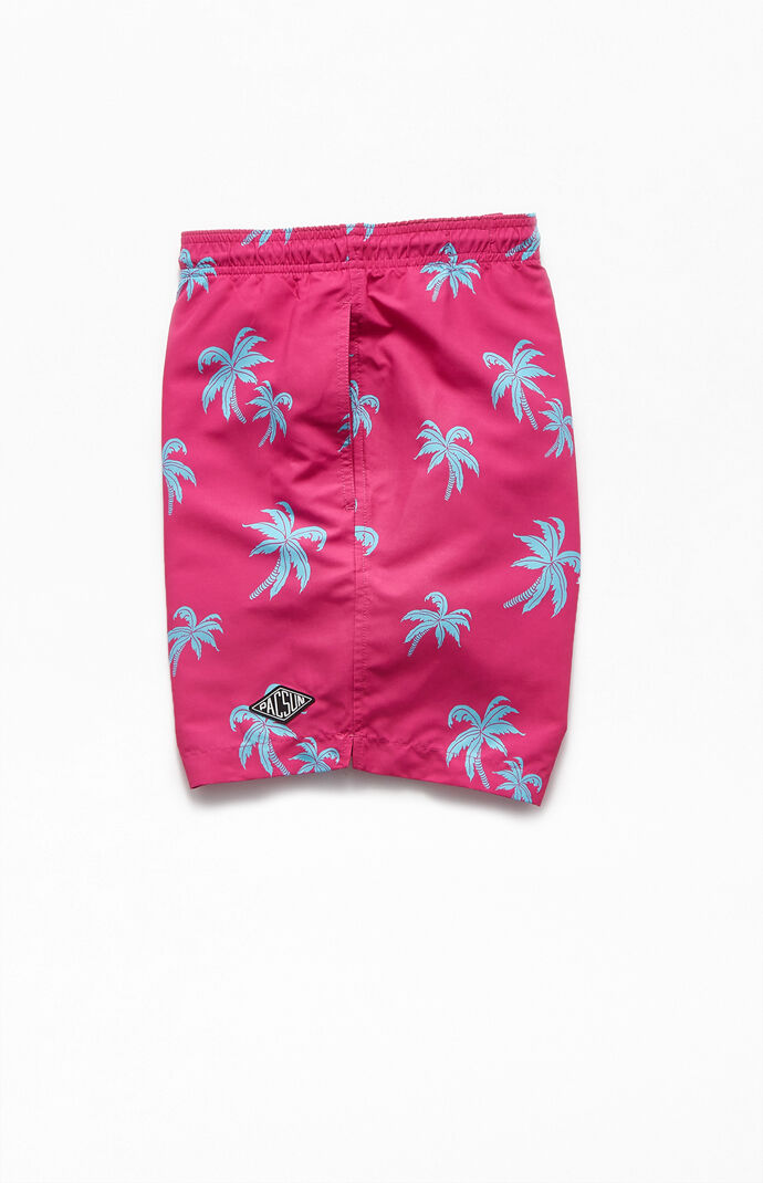 Palm Print 16.5" Swim Trunks