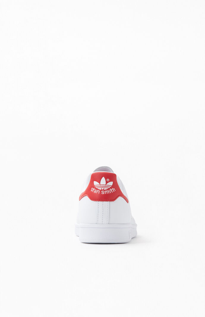 adidas White Red Stan Smith Shoes PacSun