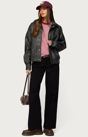 Mori Oversized Faux Leather Jacket image number 5