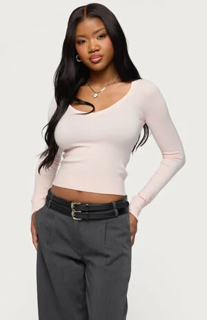 Mercedes Knitted V Neck Top image number 1