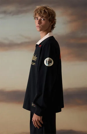 x Pacsun Black Overtake Eqpt Rugby Polo Shirt image number 4