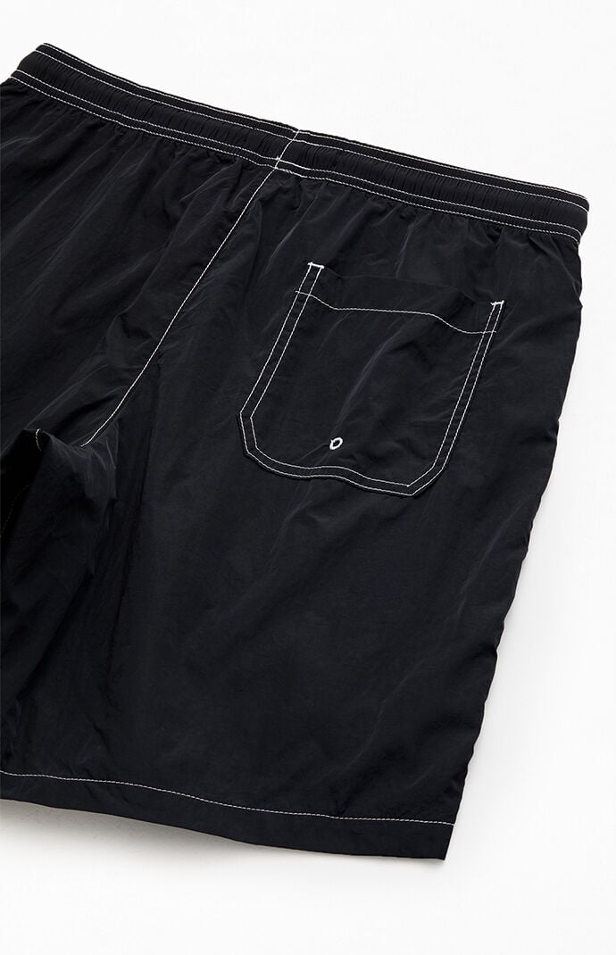 Pacsun Black Baggy Contrast Crinkle 8" Swim Trunks