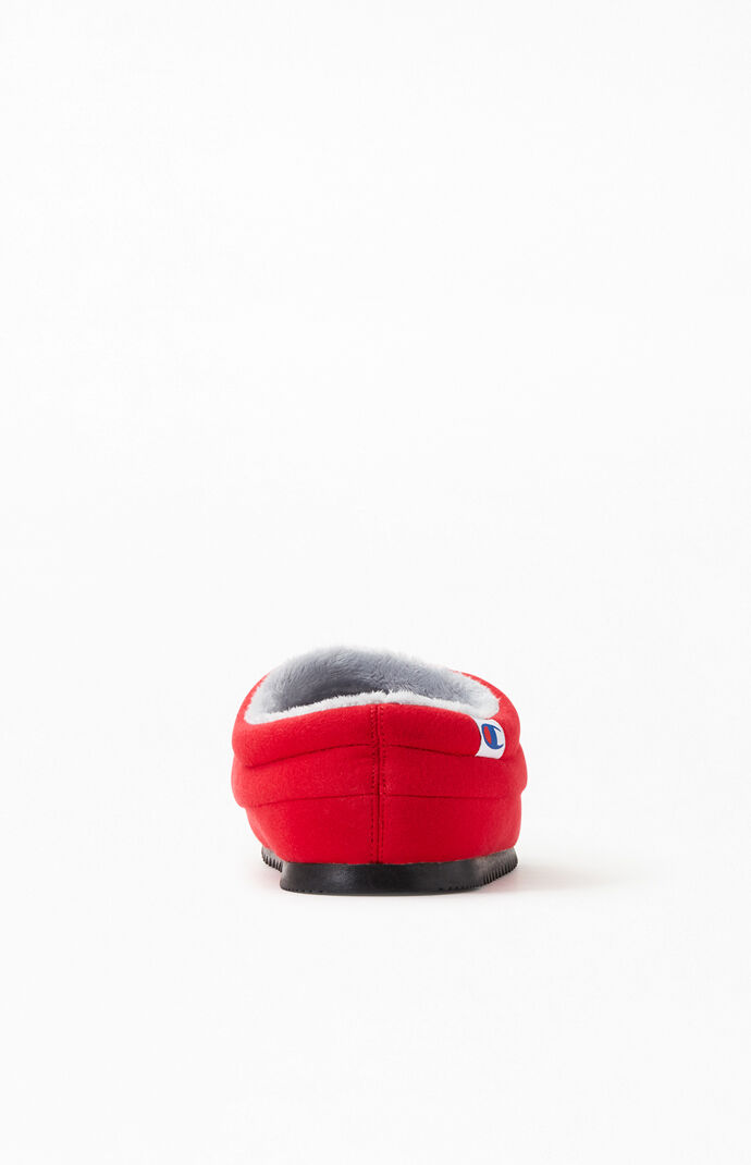 Red Shuffle Script Slippers