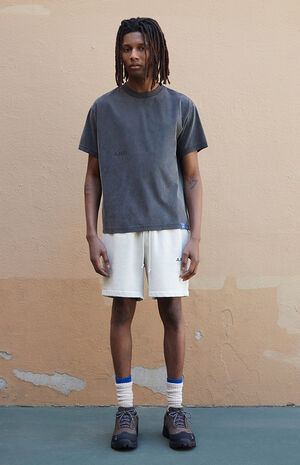 Cream Vintage Wash Heavyweight Fleece Sweat Shorts image number 6