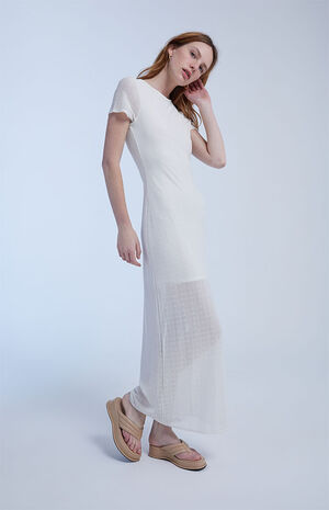 Ivory Overlay Knit Maxi Dress image number 2