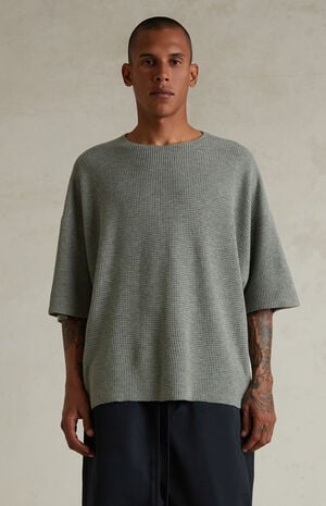 Concrete Heather Waffle Knit Short Sleeve T-Shirt image number 2