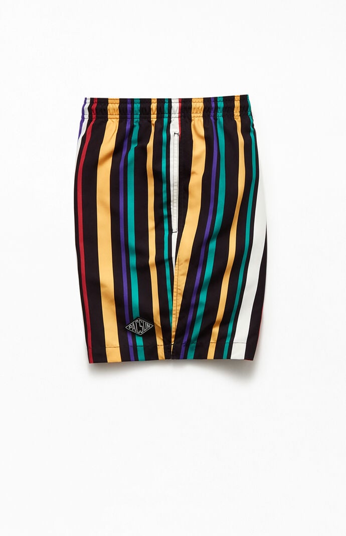 Eco Multi-Colored Striped 17" Swim Trunks