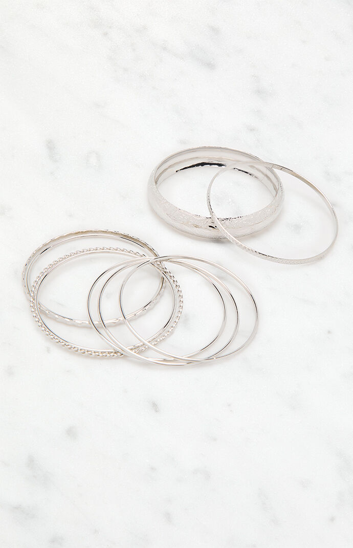 LA Hearts Etched Bangle Set