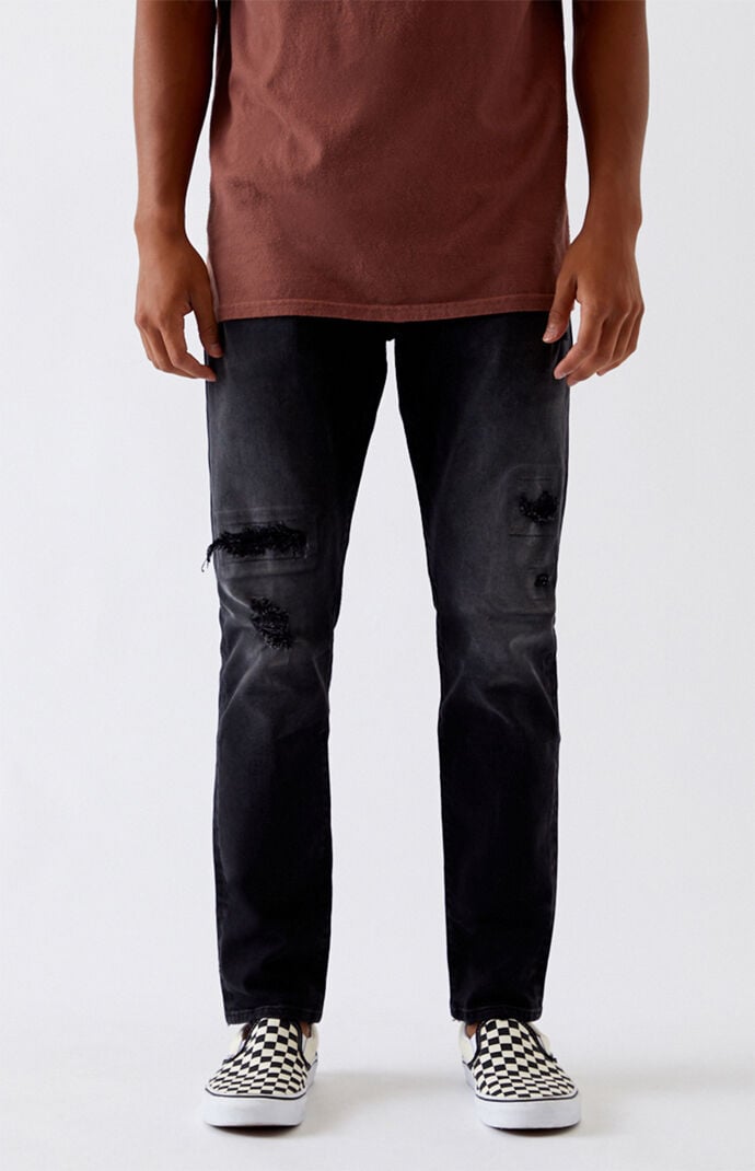 Black Ripped Slim Taper Jeans