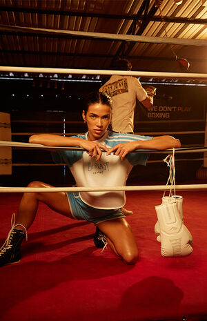 x Everlast Blue Retro Cropped Raglan T-Shirt image number 2