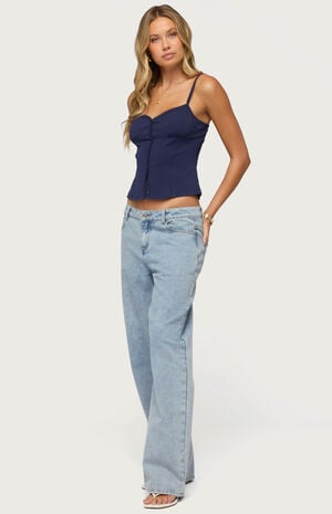 Delia Sweetheart Button Up Tank Top image number 4