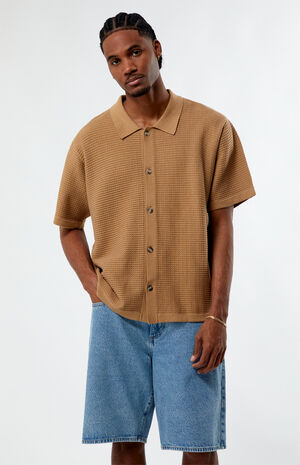 Ribbed Knit Woven Shirt image number 2