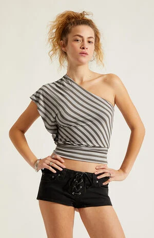 Joan One Shoulder Striped Top image number 2