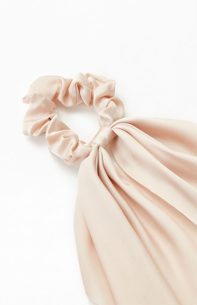 Cream Flowy Satin Scrunchie