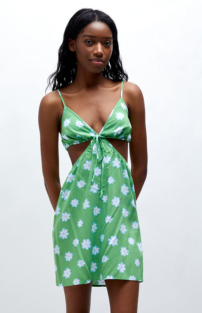 LA Hearts Cut Out Tie Front Mini Dress 