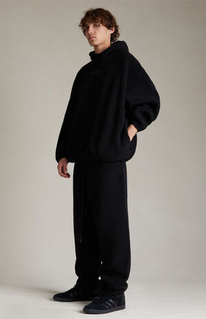 Jet Black Sherpa Polar Fleece Hoodie image number 5