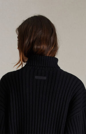 Women's Jet Black Turtleneck Sweater image number 4