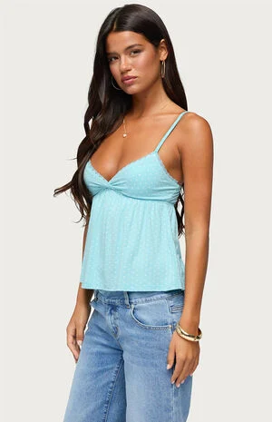 Belen Polka Dot Lacey Babydoll Top image number 2