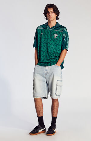 Light Indigo Cargo Baggy Denim Shorts image number 2