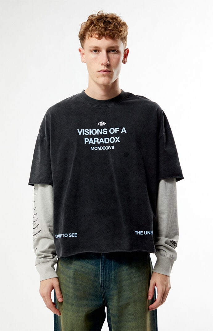 Pacsun Visions Of Paradox 2fer Long Sleeve Cropped T-Shirt