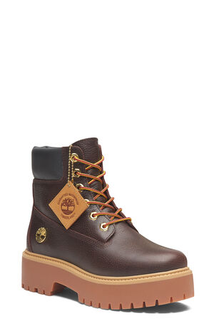 Women's Dark Brown Nubuck Stone Street 6inch Lace-Up Waterproof Boots image number 10