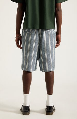 Cream Striped Linen Shorts image number 5