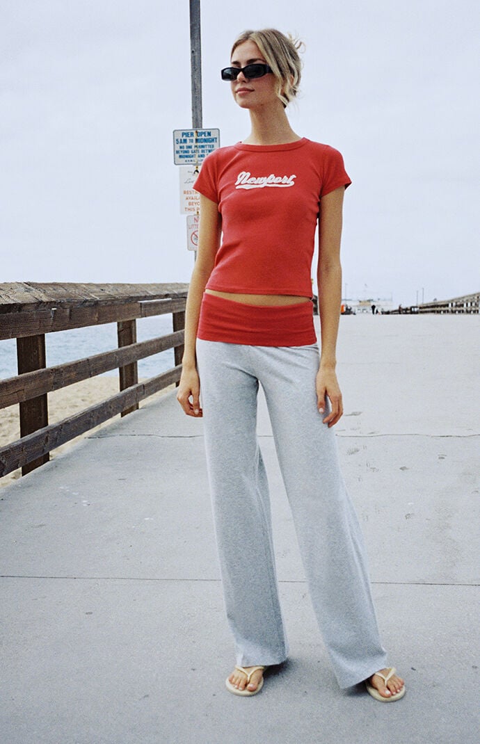 John Galt Gray & Red Priscilla Flare Pants
